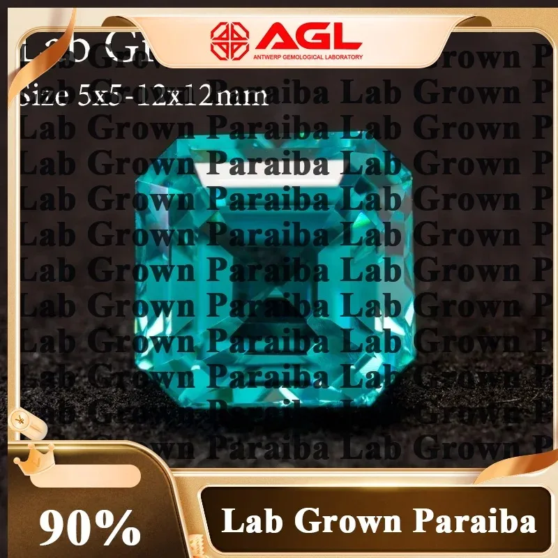 

P P H-Lab Grown Sapphire Paraiba Asscher Cut Shape VVS1 Charms Diy Advanced Jewelry Making Materials Selectable AGL Certificate