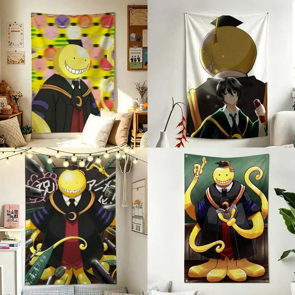 Cute Koro-sensei A-Assassination c-Classroom Home Decor Vertical Flag Indoor Hanging Decor for Bedroom Background Tapestry Wall