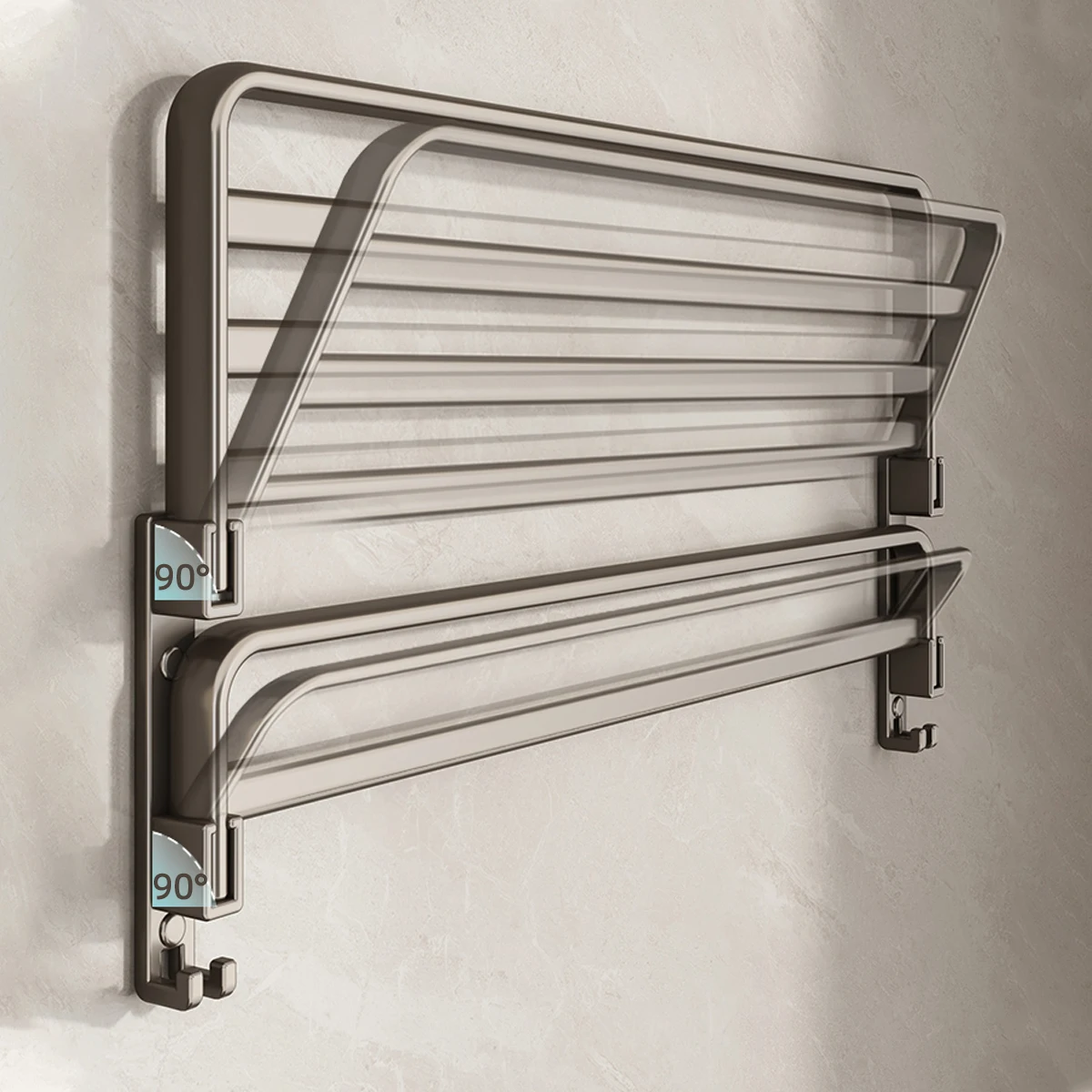 Aluminum Alloy Towel Rack Foldable Towel Bar Rustproof Towel Holder Wall Mounted Towel Storage Shelf Bathroom Accessories