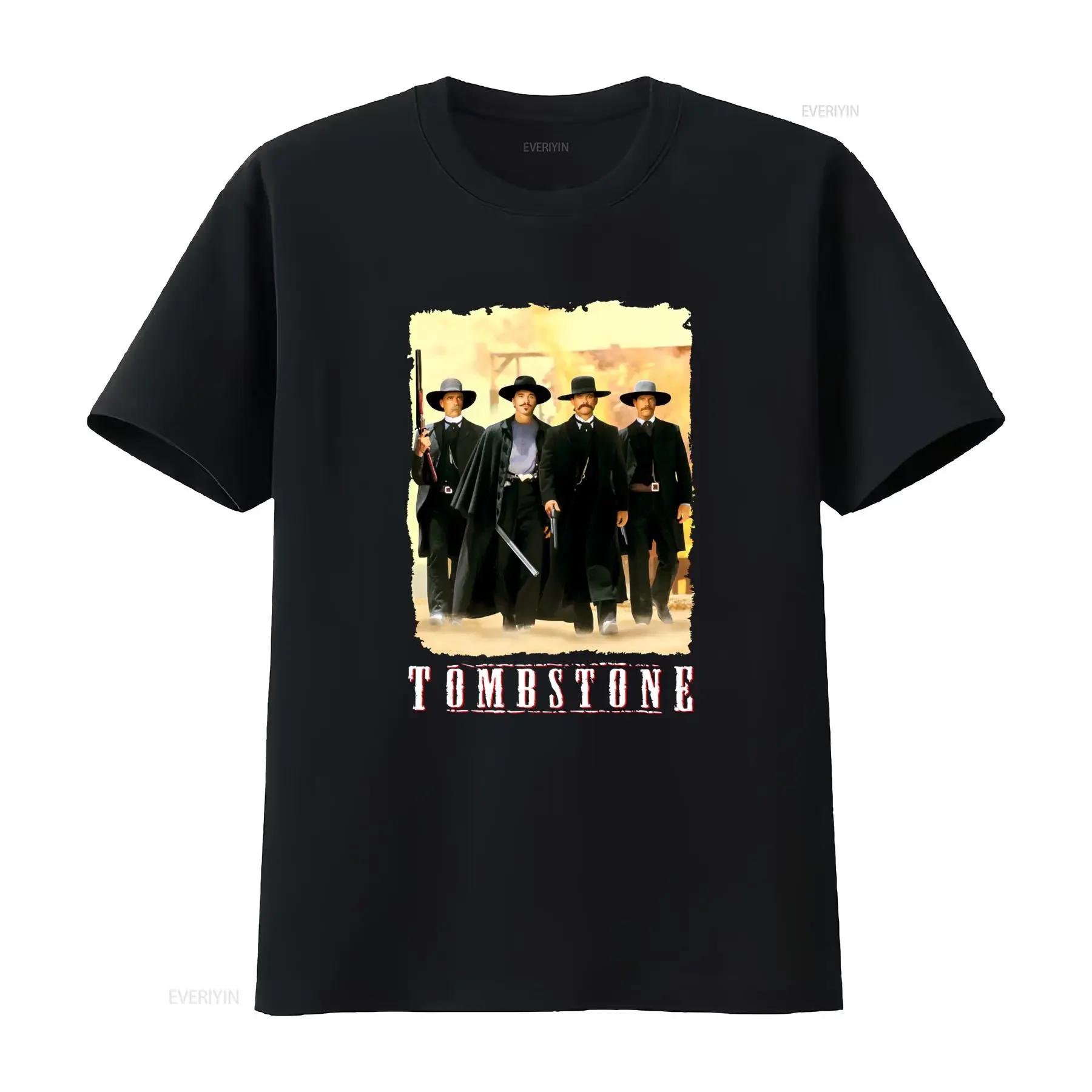 Tombstone Movie Huckleberry Men's Black T Shirt Classic Western Outlaw Design for Sizes S 3XL vintage Washed Comfortable
