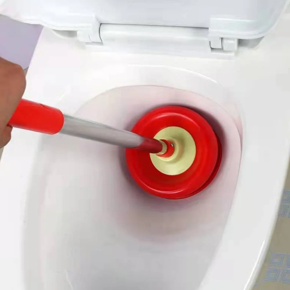 

1pcs Toilet Stainless Steel Long Handle Rubber Bowl Cleaner Drain Clog Remover Bathroom Plunger Tool Suction Plunger