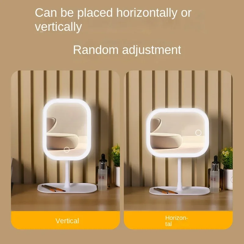 Miroir de vanité de bureau LED, 3 couleurs, lumière variable, miroir de maquillage, miroir tactile, miroir de chambre à coucher pour femmes