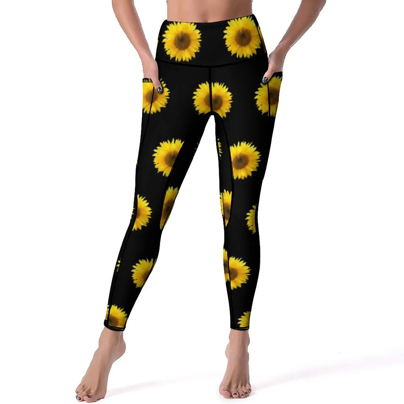 

Beautiful Sunflower Leggings Sexy Elegant Flowers Print Workout Yoga Pants High Waist Stretch Sports Tights Sweet Custom Leggins