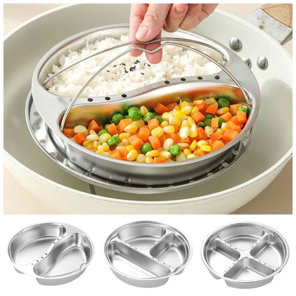 

Anti-Scald Divided Food Steamer Tray 2/3/4 Grids Heat-resistant 304 Stainless Steel Steaming Basket Multifunctional Efficient
