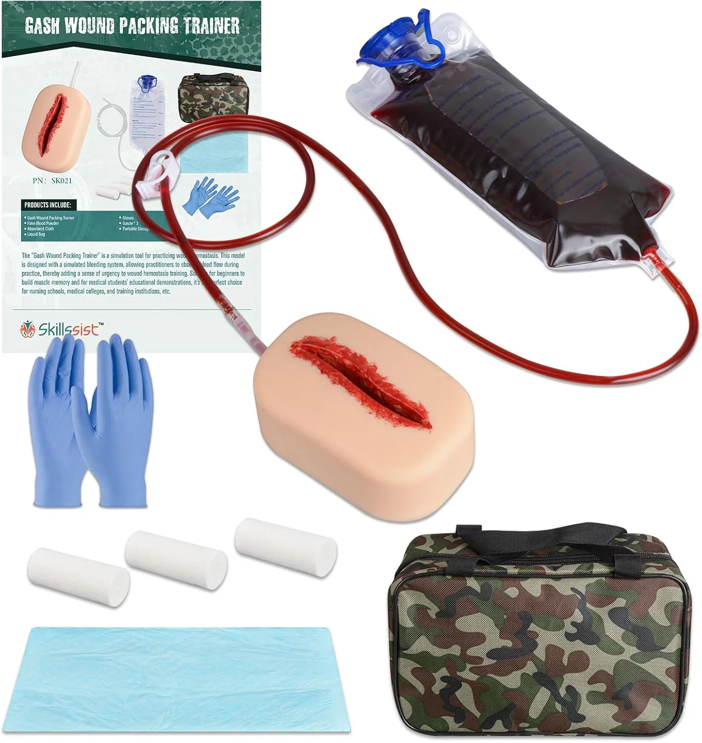 

Reusable Laceration Wound Model Packing Task Training Kit Bleeding Control Stop the Bleeding Simulator for First Aid Plactice