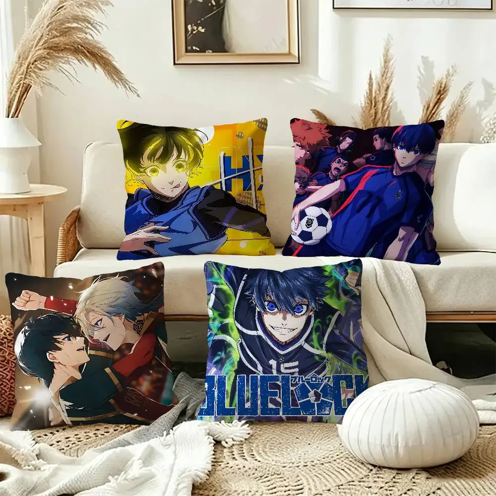 Japan Manga Blue Lock Office Cushion Pillowcase Car Cushion Cover45X45CM Lumbar Pillowcase Sofa Pillowcover