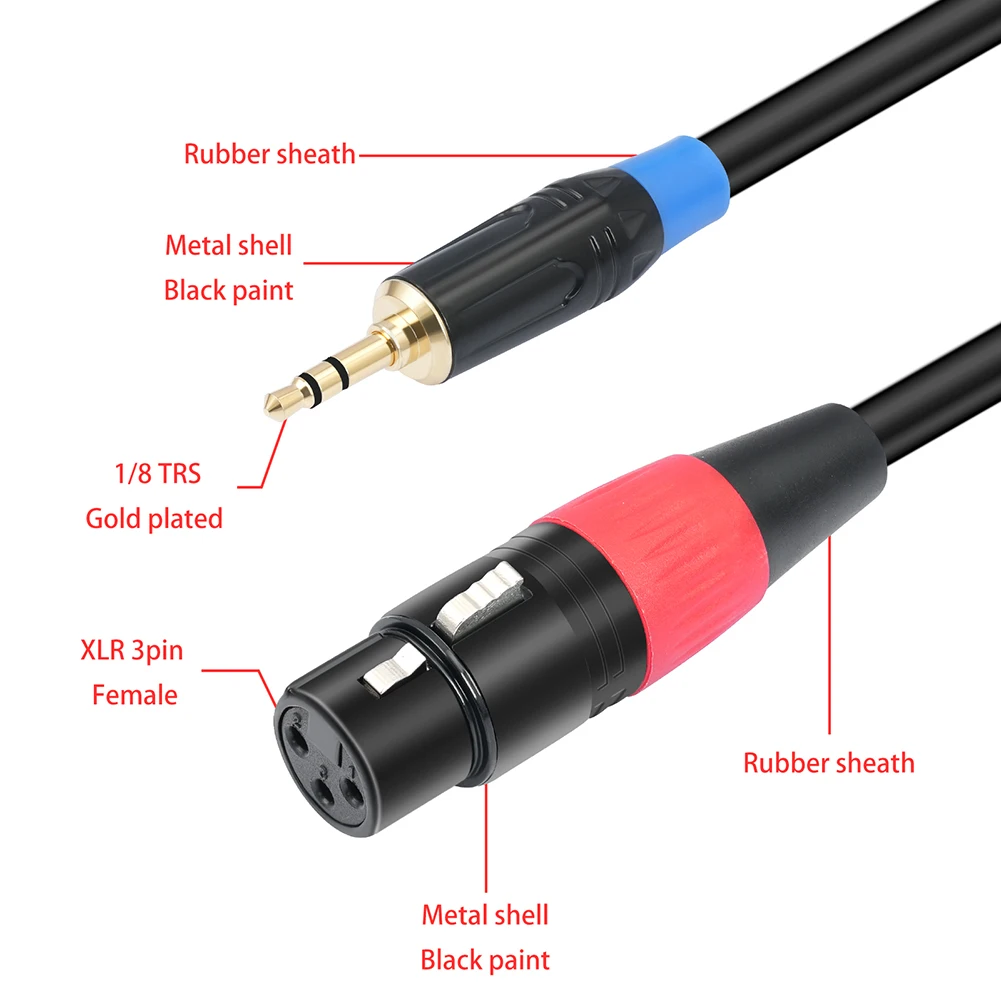 3.5mm 1/8inch Jack To 2 XLR 3Pin Cable Adapter 3.5mm To Dual XLR Stereo Cable 1/8 Inch Mini Jack To 2 XLR Y Splitter Adapter