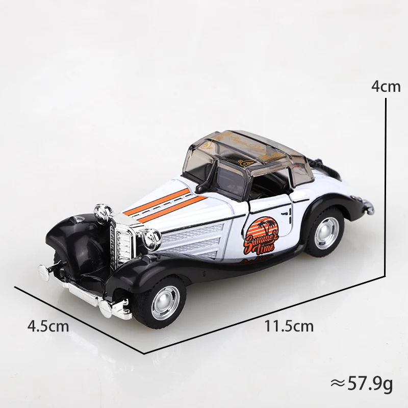 (Bagged) Réplica de carro de brinquedo vintage 1/43, metal fundido, brinquedo infantil, função pull-back, portas laterais podem ser abertas
