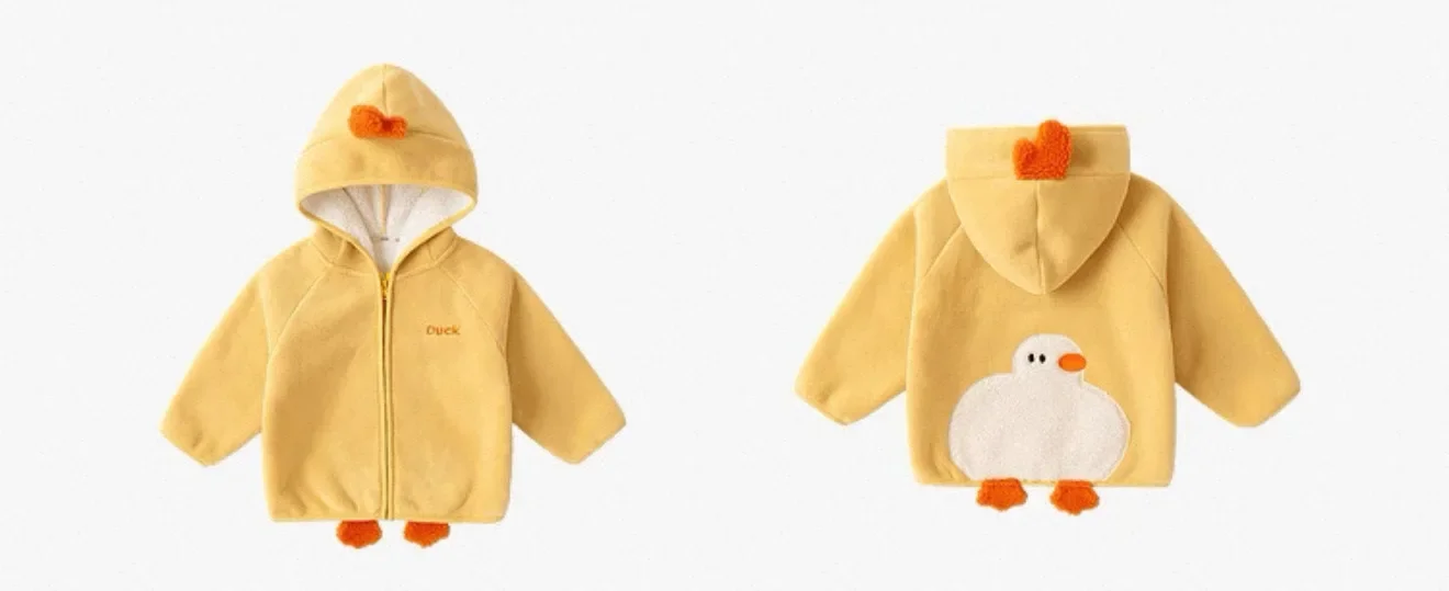 Kinder 3D-Cartoon-Kapuzenjacke Herbst Winter Haferfleece Gefüttert Dick Warm Langarm Freizeit-Oberbekleidung für Kleinkinder Jungen Mädchen – Detail 8