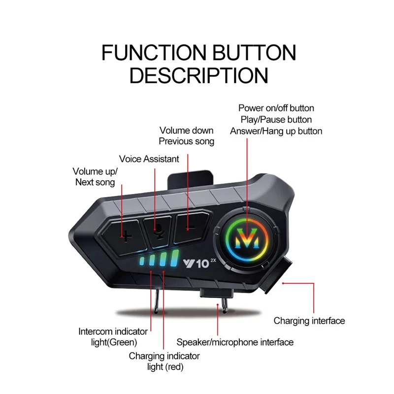 BAHOD Y102X 500m 2 kierowcy kask motocyklowy Walkie Talkie Bluetooth 5.3 kask zestaw słuchawkowy Bluetooth do motocykla IP66 wodoodporny