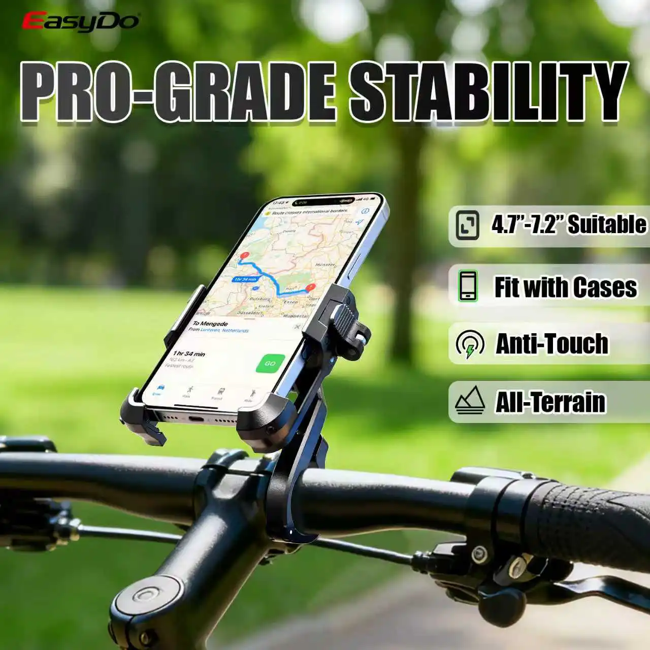 

Easydo велосипедный держатель для телефона, алюминиевое велосипедное крепление для телефона, антивибрационный держатель на руль/гарнитура, держатель для мобильного телефона для телефона 4,7-7 дюймов GoPro