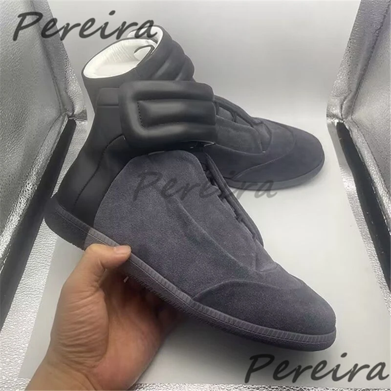 Mixed Colors Suede High Top Shoes Men's Snake Patterned Genuine Leather Short Boots Trendy Outdoor Comfortable Sports Shoes - view 2