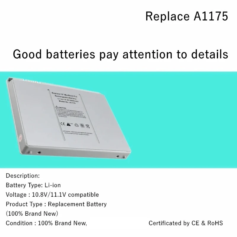 Batterie d'ordinateur portable A1175 pour Apple MacBook Pro 15 "A1150 A1211 A1226 A1260 MA463 MA464 MA600 MA601 MA609 MA610 MA348