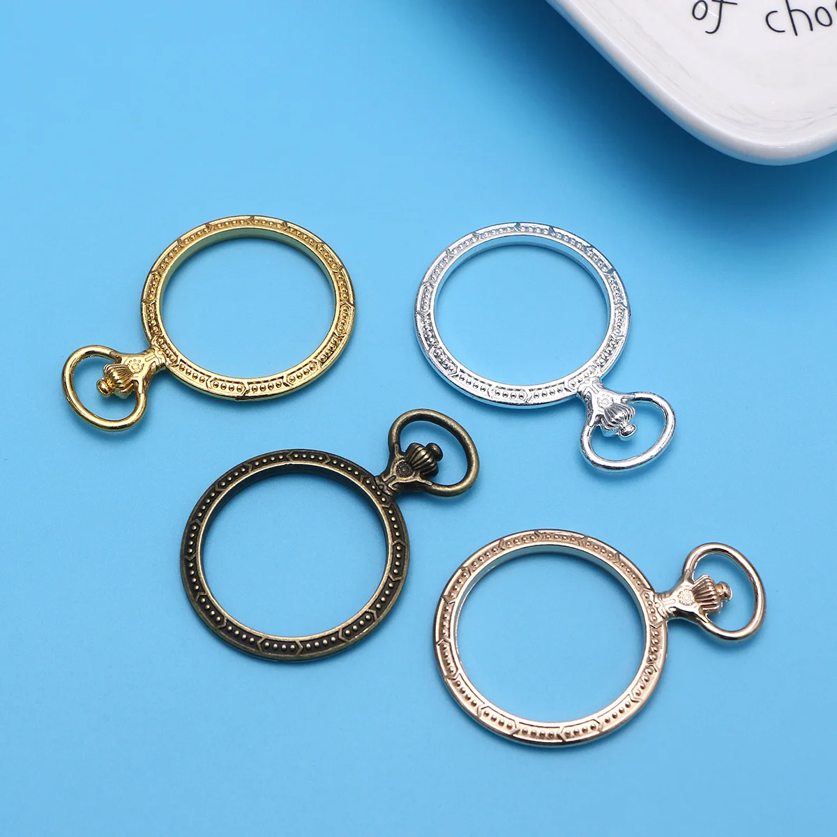 20Pcs Alloy Round Pendant Frames Pocket Watch Style DIY Resin Epoxy Jewelry Making Charms Necklace Bracelet Accessories