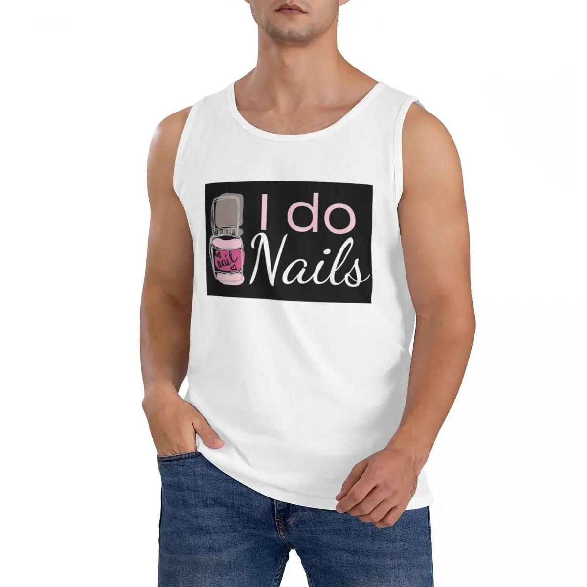 100% Cotton I Do Nails Fingernail Manicure Studio Sleeveless T-Shirt Men Workout Sports Clothing Tops Men's Crew Neck Vest