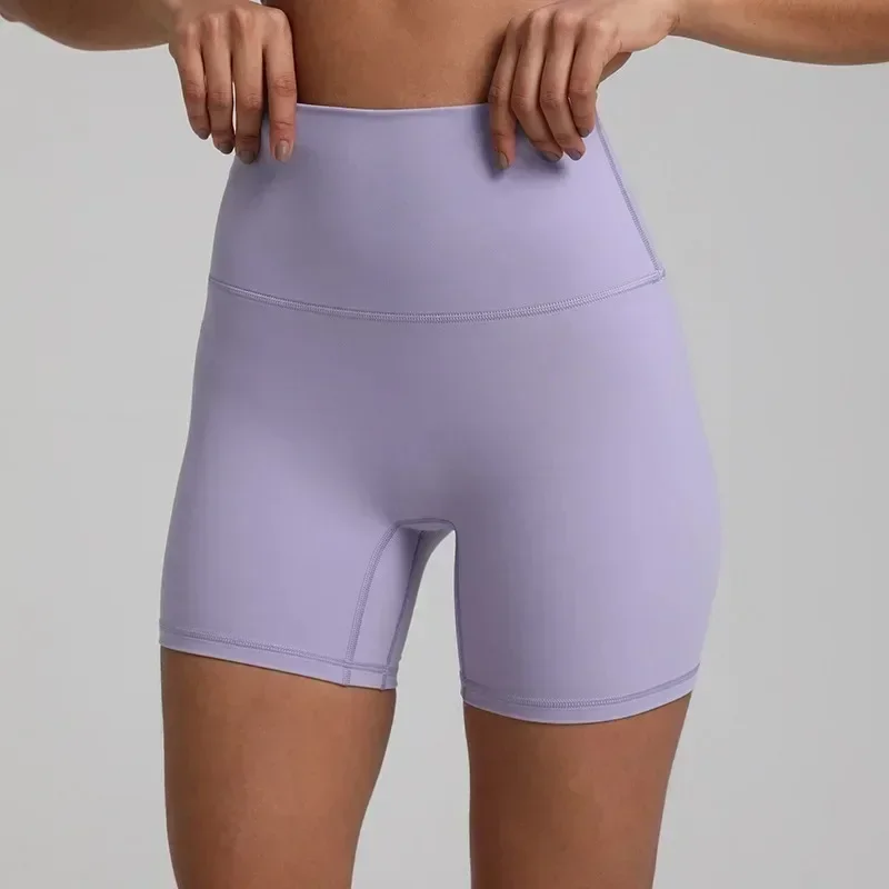 Limão-Cintura Alta Suave Feminina de Compressão Esportiva Legging Curta, Fitness, Yoga, Ciclismo, Treinamento Abrangente, Corrida, Ginásio