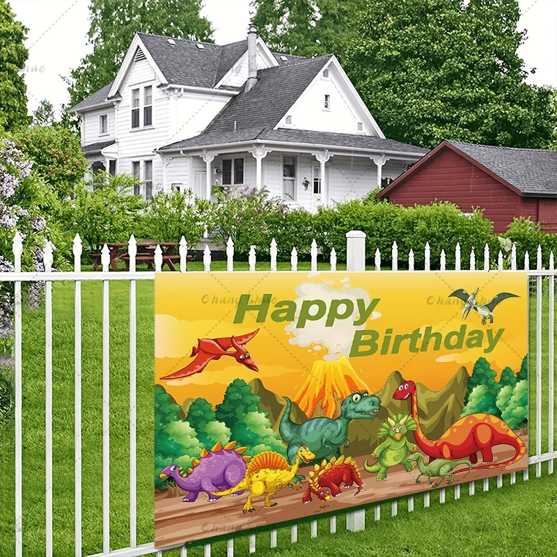 Cartoon Dinosaur Birthday Backdrop Woodland Party Decorations Jurassic World Dino Poster Backgrounds For Baby Shower