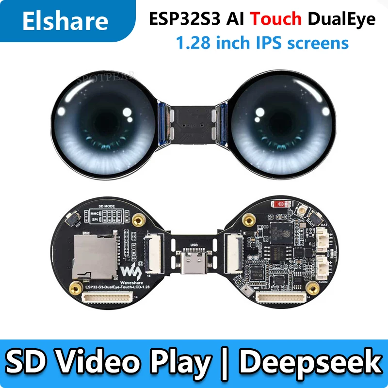 ESP32-S3 AI Sviluppo elettronico degli occhi Doard DualEye TouchEye Schermo da 1,28 pollici LCD Display rotondo N16R8 Giocattolo bambola Robot per Xiaozhi