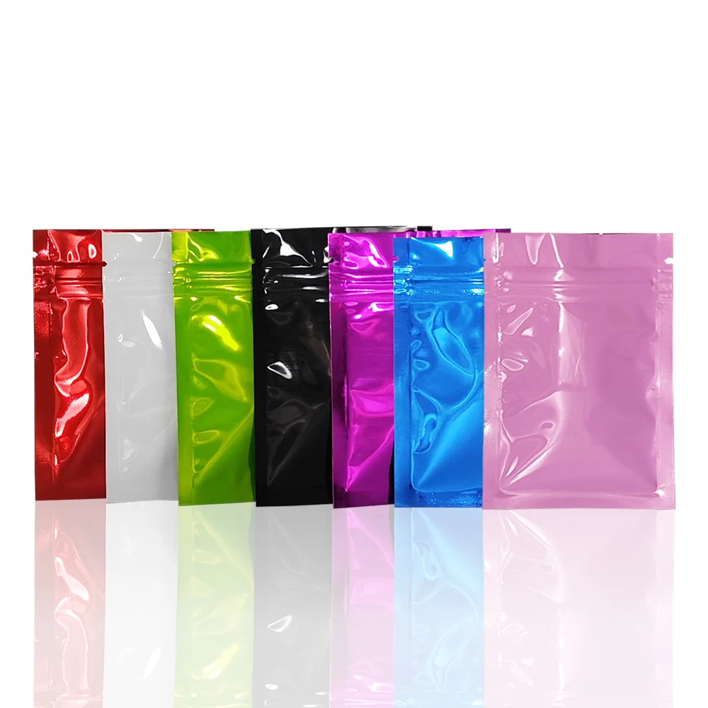 

100pcs Colored Zip Lock Aluminum Foil Bags Resealable Party Bulk Food Snack Packaging Mylar Pouches Grip Ziplock Packing Bag