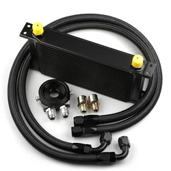 19 Rows Oil Cooler Kit AN10 M-MODEL Oil Cooler Kit Oil Filter Adapter With Nylon Stainless Steel Braided Hose