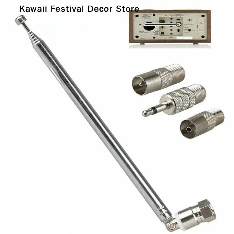 【K】4/5Pcs AV Stereo Receiver Amplifier Rod Antenna 3.5mm Adapter FM Radio Antenna Telescopic Screw F Type Male Plug Connector