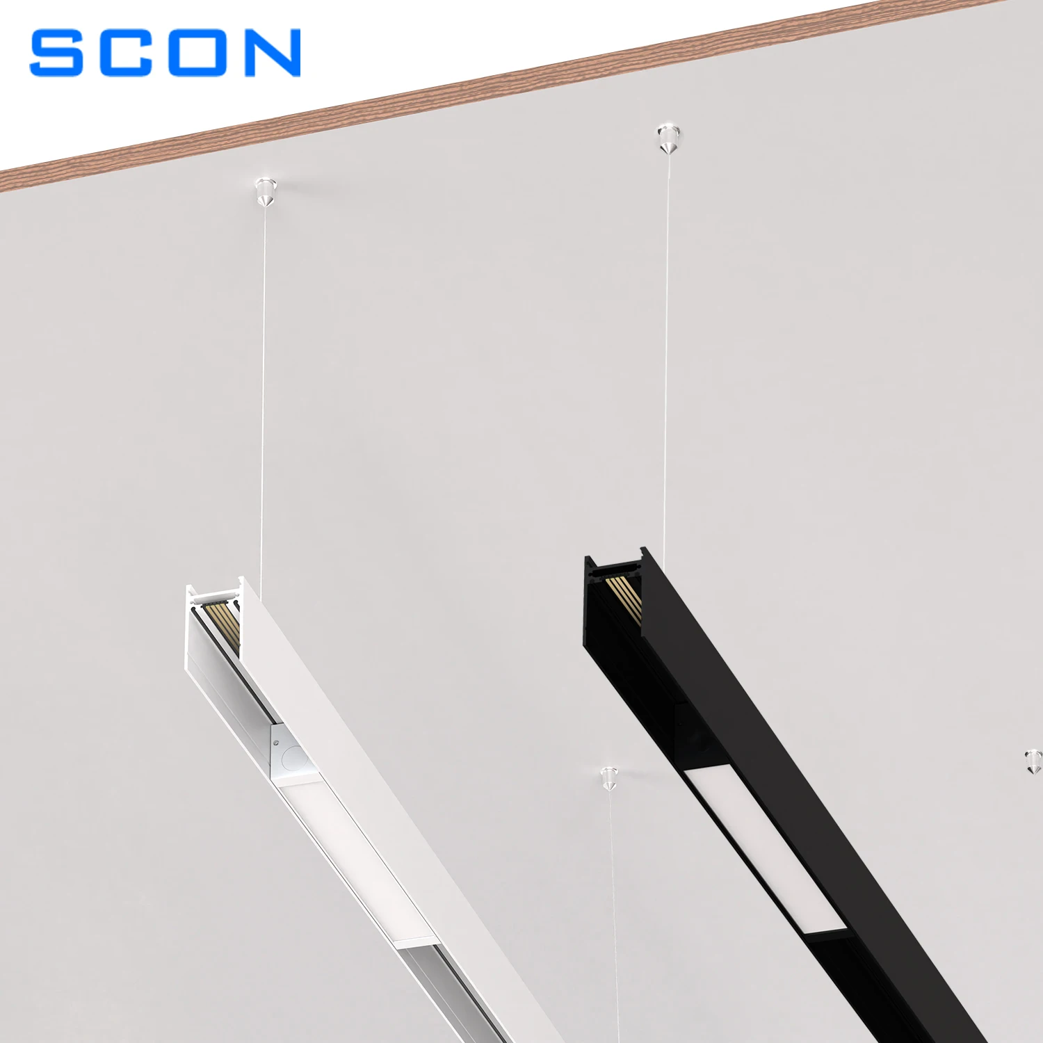 

SCON Suspended Pendant Magnetic Track Light Ceiling Lighting 4-Wire System Aluminum Rail LED Spotlight For Home Living room