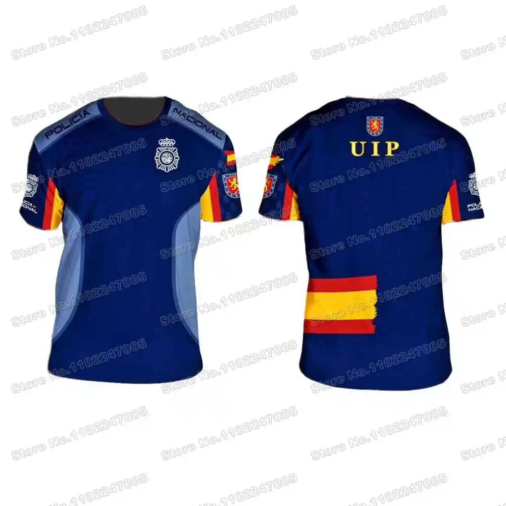 Spanish National Police UIP T Shirt Men Outdoor technical Shirts fitness Clothing Training Tops MTB Jersey Running Sportswear