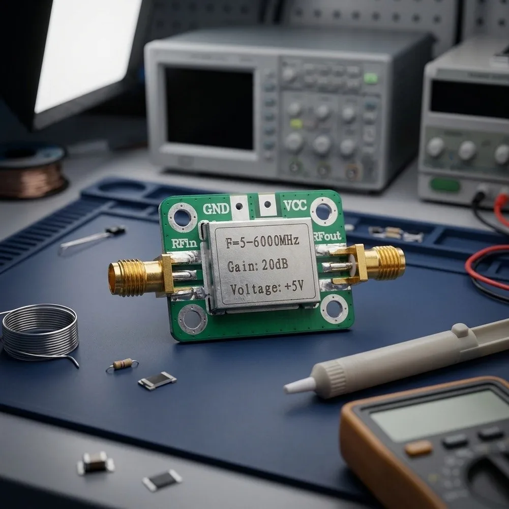 Ultra-Wideband For Amplifier for 5MHz to 6GHz Applications with For SMA Interface 20dB Gain and +21dBm Output Power Capability