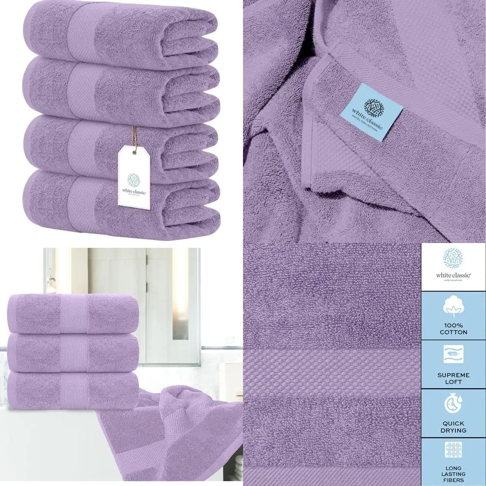 

Набор из 4 роскошных банных полотенец - 700 GSM, хлопок, ультрамягкие и быстросохнущие, лаванда