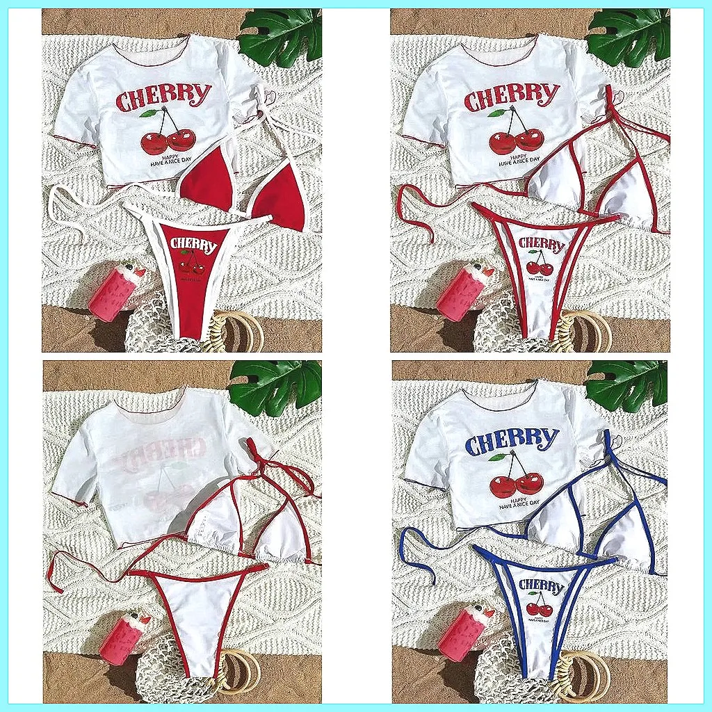 

Sexy Brazilian 3-Piece Bikini Set for Women, High-Waisted Swimwear Beach Pool Bathing Suits