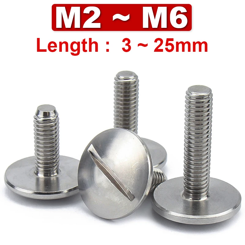 M2 M2.5 M3 M4 M5 M6 304 Stainless Steel One-word Slot Extra Large Flat Head Slotted Screw GB947 Screw Flat Round Head Bolt