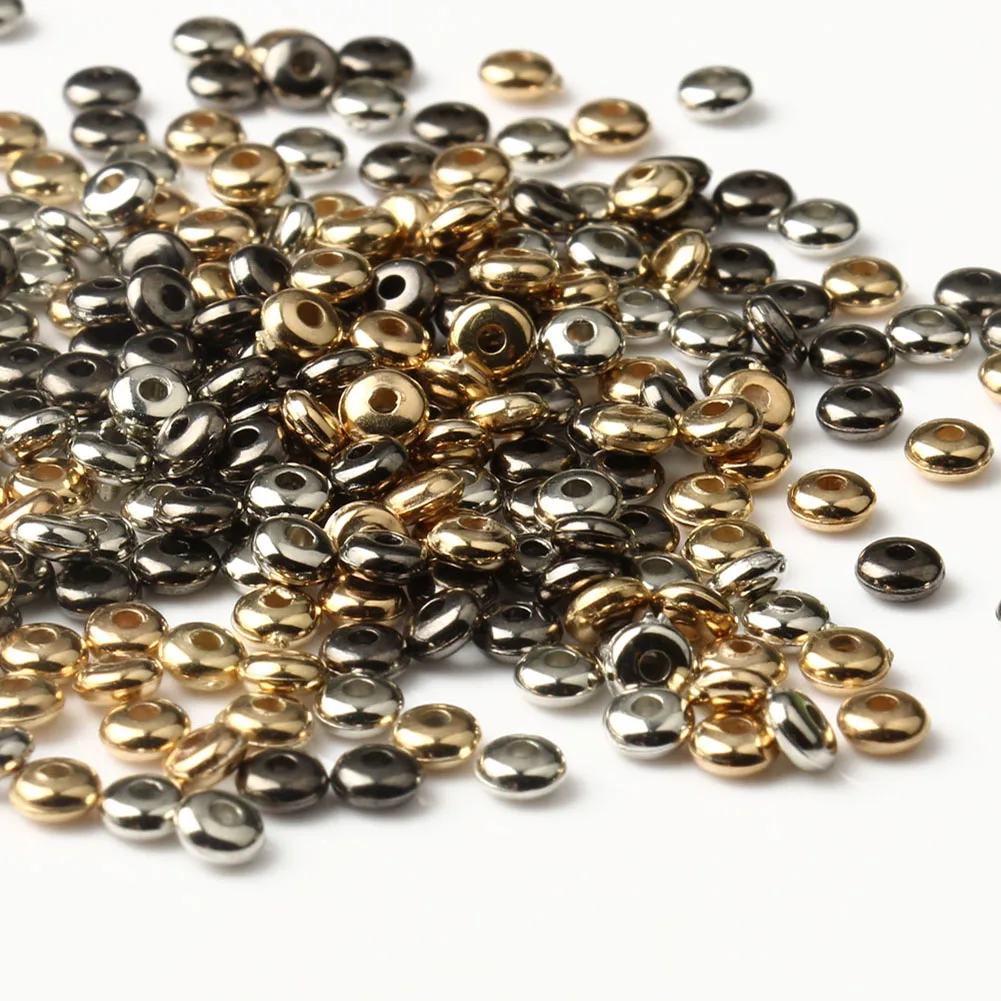 100pcs Rondelle CCB Spacer Beads Gold Color Black White K Loose Beads For Jewelry Making DIY Bracelets Necklace Accessories