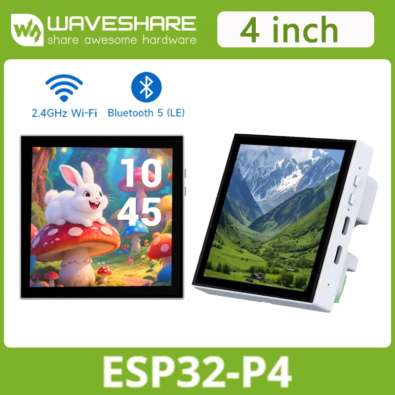 

Waveshare ESP32-P4 4-дюймовая плата Smart 86 Box Deve, на базе контроллера ESP32-P4 Встроенный сенсорный дисплей 720 × 720 пикселей Дополнительно