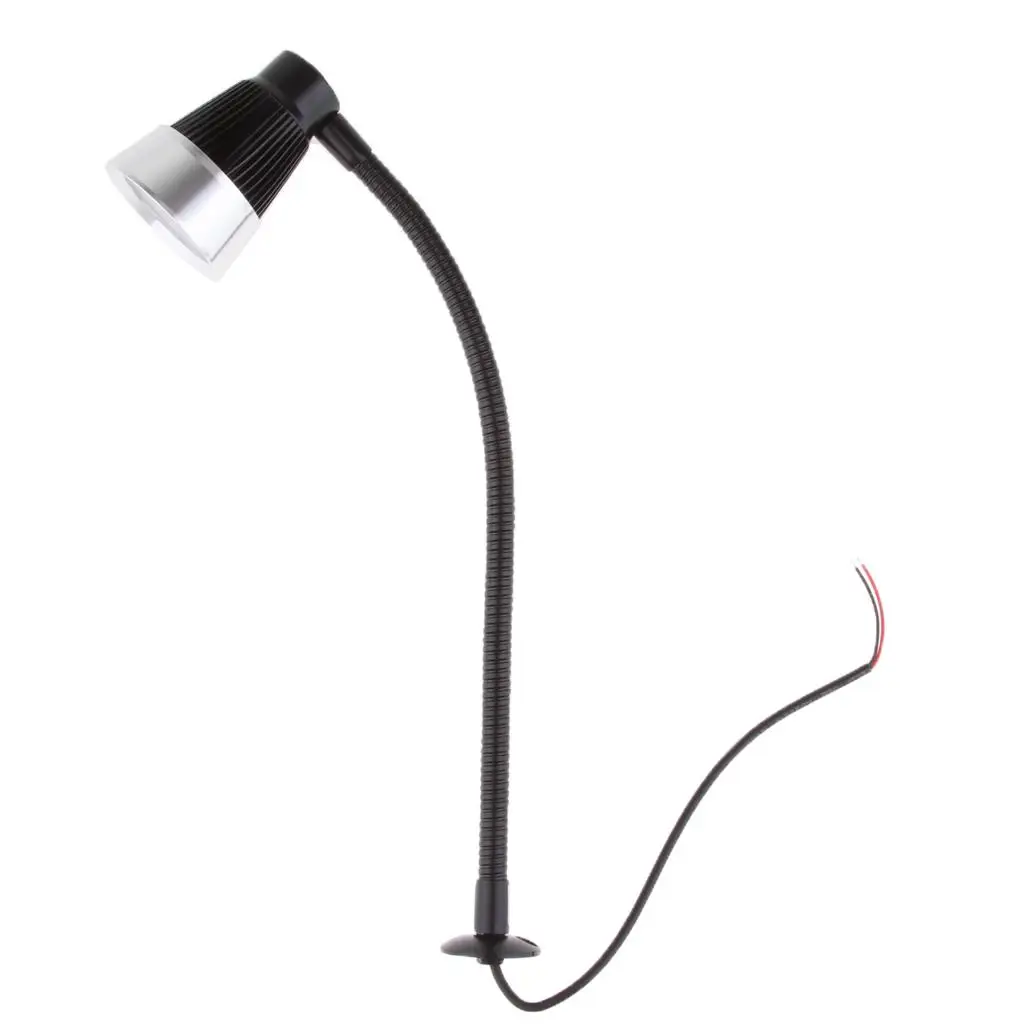

Adjustable LED Reading Map Light 3W Flexible Metal Arm Lamp for Bedside Hotel Marine RV Use