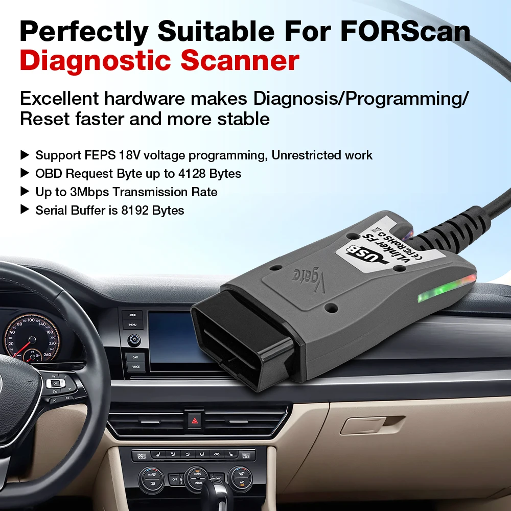 Vgate VLinker FS ELM327 USB OBD2 Scanner FORScan HS/MS-CAN Auto-Diagnosewerkzeuge für Mazda/Ford MS/HS CAN PK OBDLink EX – Detail 3