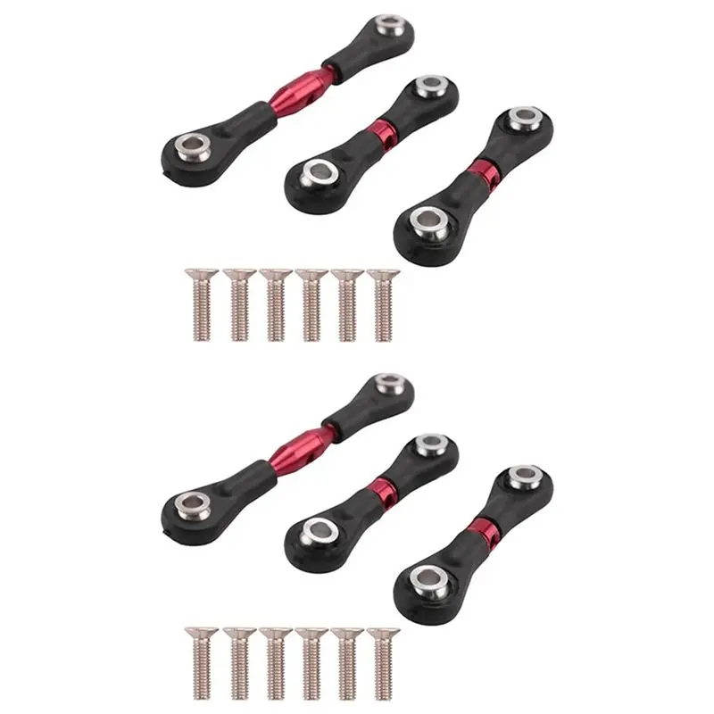 WOTT-6Pcs Metal Steering Rod Link Rod Tie Rod For Tamiya TT-01 TT01 1/10 RC Car Upgrade Parts Accessories,Red