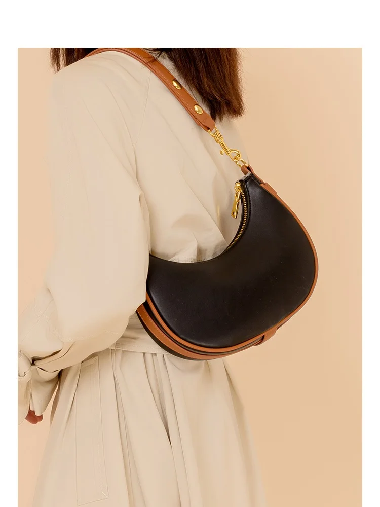 MABULA Half Moon Underarm Bags Women Hobo Shoulder Bags Fashion Soft High Quality PU Leather Handbags Small Simple Stylish Tote