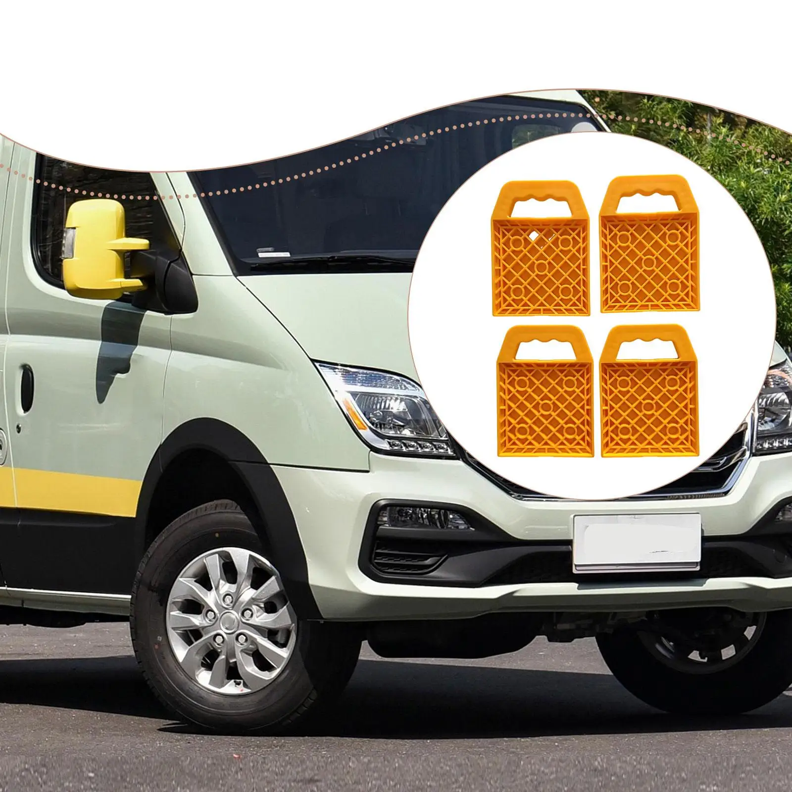 

4Pcs RV Stabilizing Jack Pads Reusable Easy to Use Nonslip Sturdy with Handle Stable Camper Stabilizer Pads RV Leveling Blocks