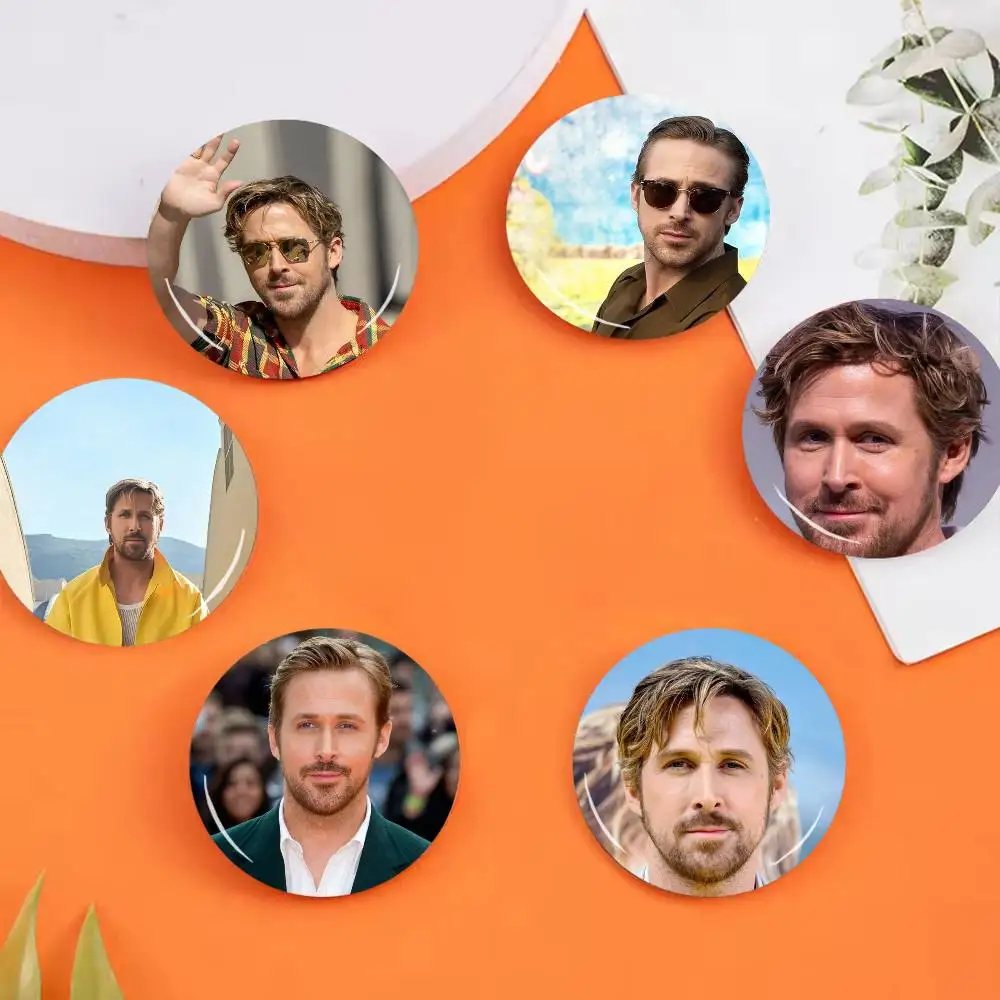 Actor Ryan G-Gosling 25 32 44 58 75mm Round Badges Brooches Lapel Pins Fashion Accessory Holiday Present Gift