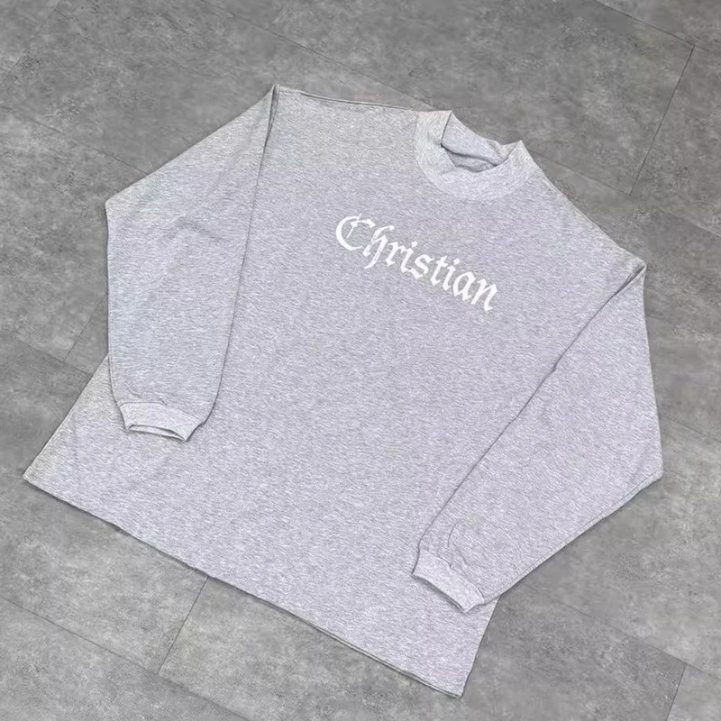 

Stock Kanye West New Casual Men Women All-match Cotton Letter Print Comfort Round Neck Kanye West Long Tshirts