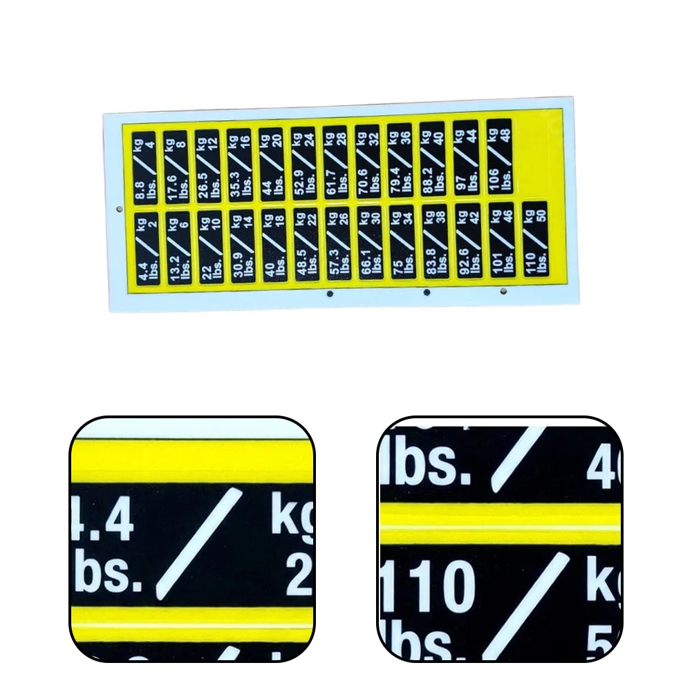 3pcs Weight Plate Number Stickers for Gym Equipment Plastic Yellow Labels 2kg to 65kg Waterproof Tear Resistant