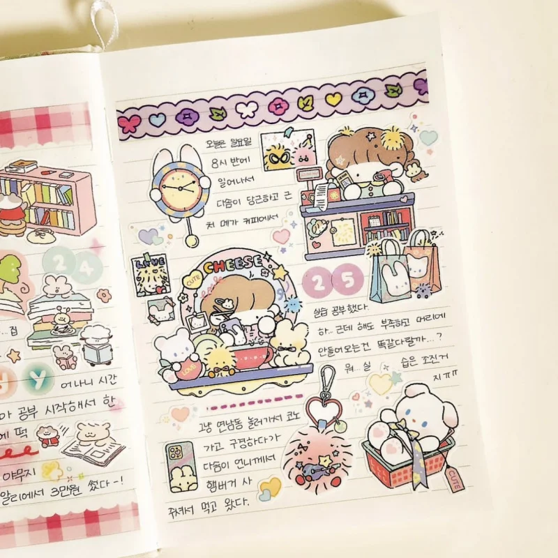 Coreano simpatico cartone animato ragazza personaggio manuale adesivi conto mano diario notebook scrapbook cancelleria adesivi decorativi fai da te