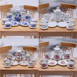 15pcs/Set The Dollhouse Mini Simulation Ceramic Tea Set Decoration Miniature Food and Play Scene Prop Modela Toys Wholesale