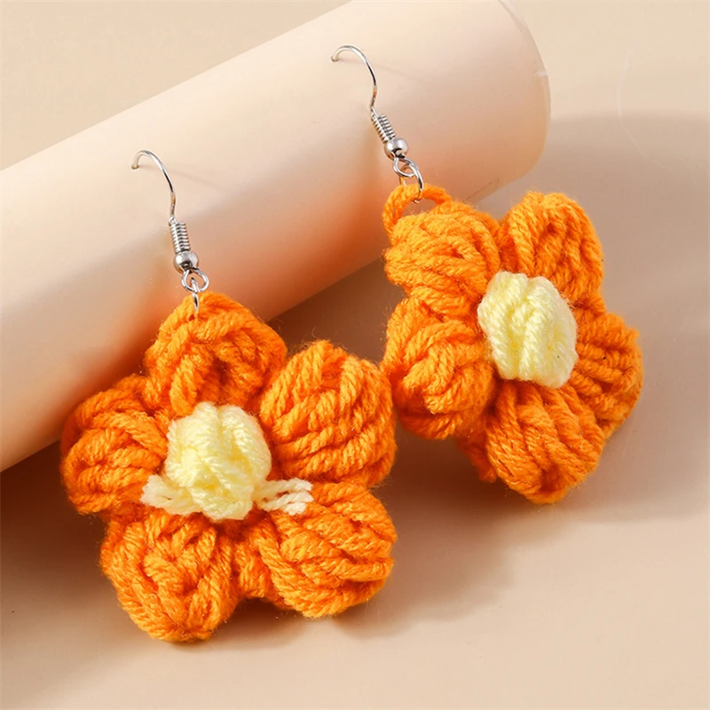 Modische handgefertigte Blumen-Ohrringe für Damen, Brincos Femme, hängende Ohrringe, Mädchen, Party, Festival, Schmuck, Geschenke – Detail 7