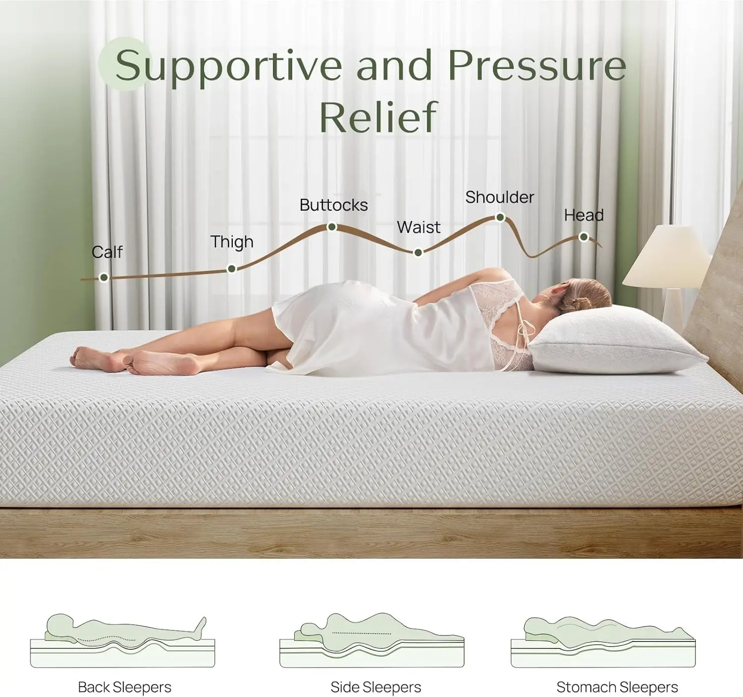 

Twin Size Mattress, 6 Inch Gel Memory Foam Mattress in a Box, Fiberglass Free, Breathable for Cooler Sleep Supportive