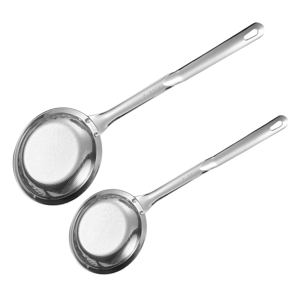 

2Pcs Large Medium Slotted Spoon Oil Skimmer Fine Mesh Strainer Stainless Steel Ladle Colander Kitchen Pasta Sieve Filter