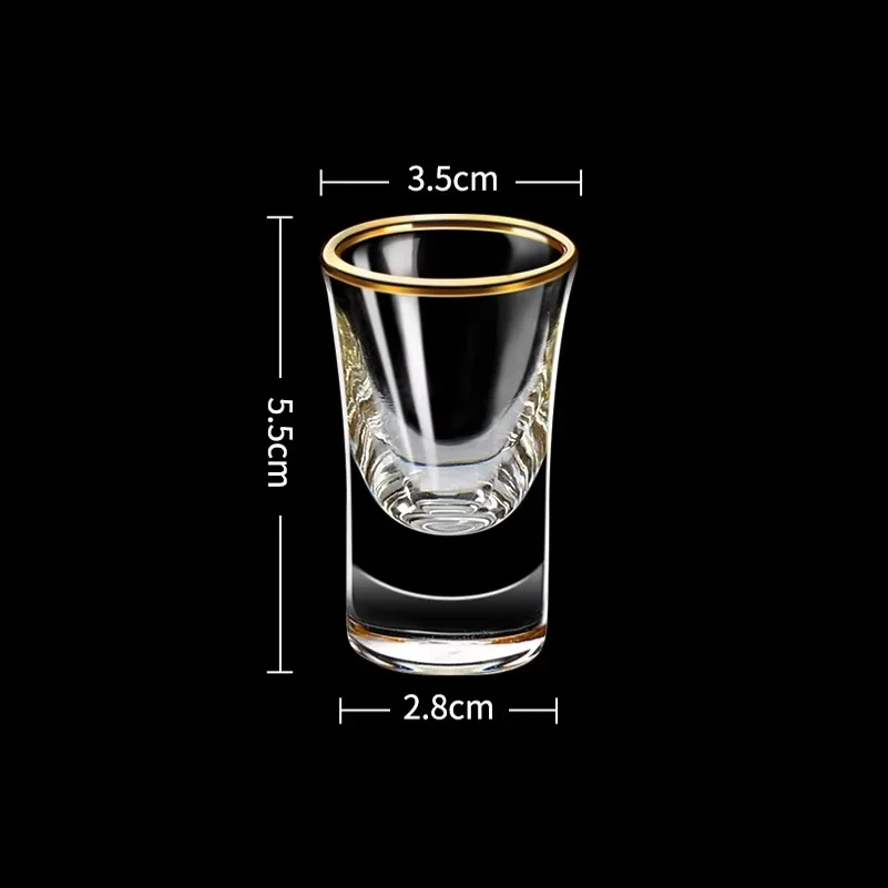 6pcs Gold Foil Color Spirits Cups Household Creative Small Wine Cup Glass Gilt Edged Cup Wine Dispenser Baijiu Cup Wholesale Cup