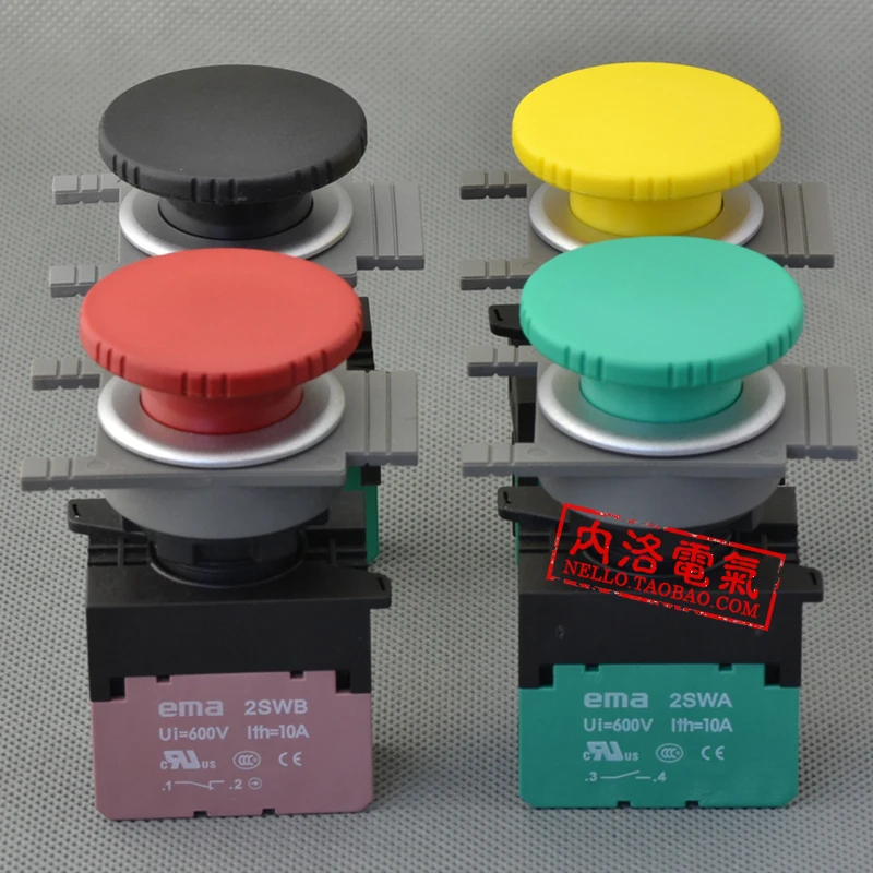 

[SA]EMA is not illuminated buttons 30mm self-resetting E3P4 * .M1 mushroom head 1NO or 1NC red yellow black--10pcs/lot