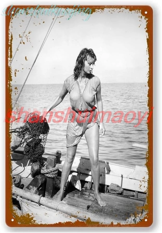 Boy On A Dolphin, Sophia Loren Movie Poster Vintage Metal Tin Sign Home Cafe Bar Pub Wall Decor Gift 8x12 Inch FGDD sign
