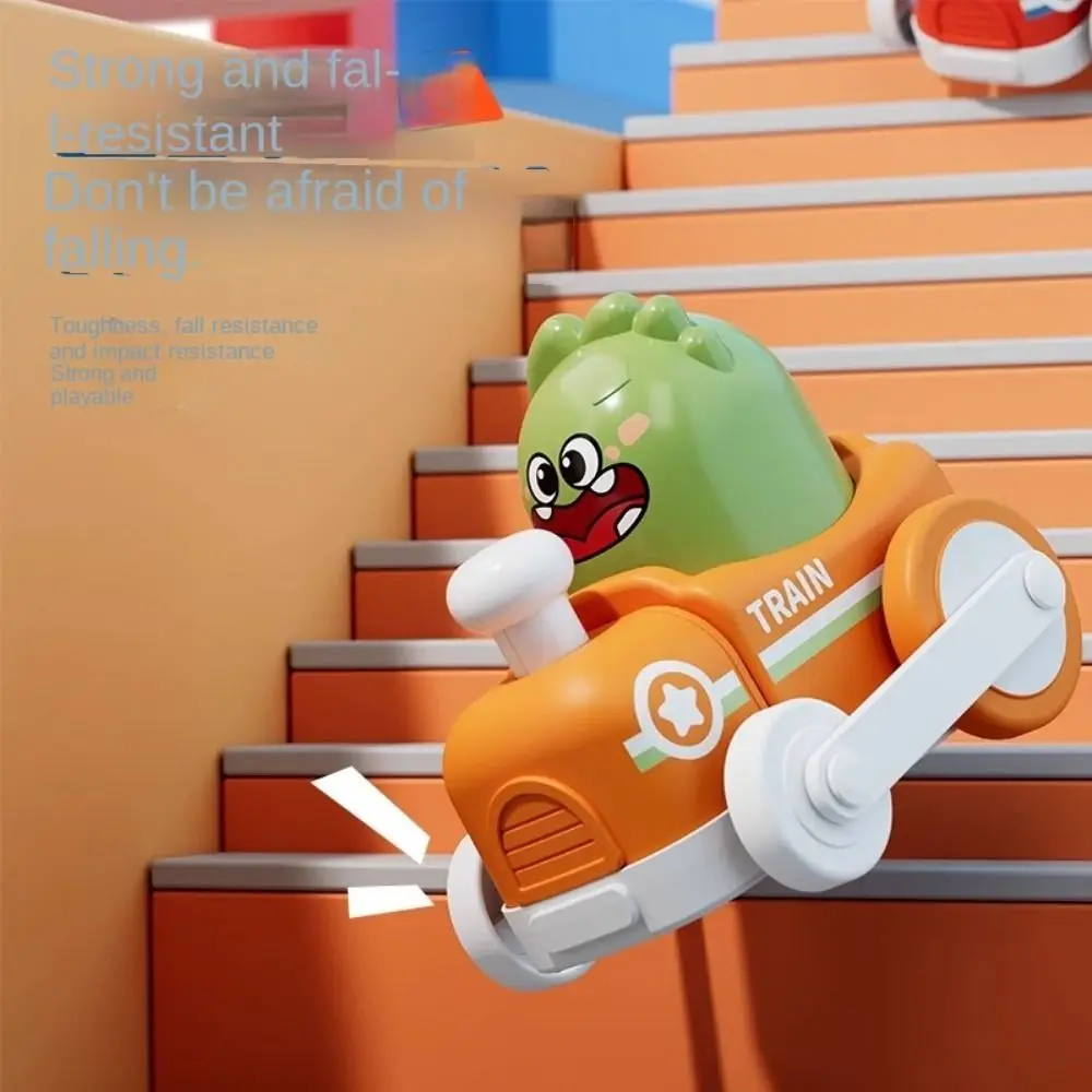 Creatief dierentrein Power Toy Botsing Uitwerpen Auto Glijden Speelgoed Rebound Cartoon Puzzel Speelgoedauto Kinderen